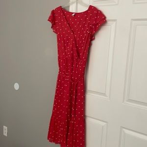 Old Navy maxi dress.  Gently worn only a few times.  Orange with white dots.